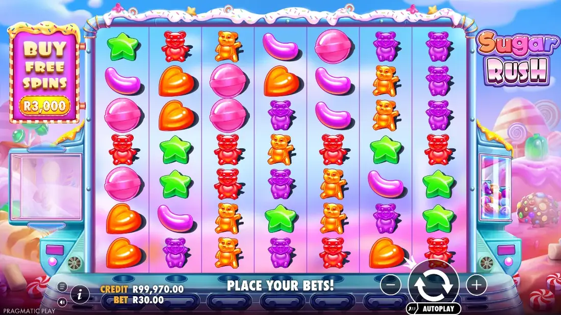 A spin of Sugar Rush in the demo