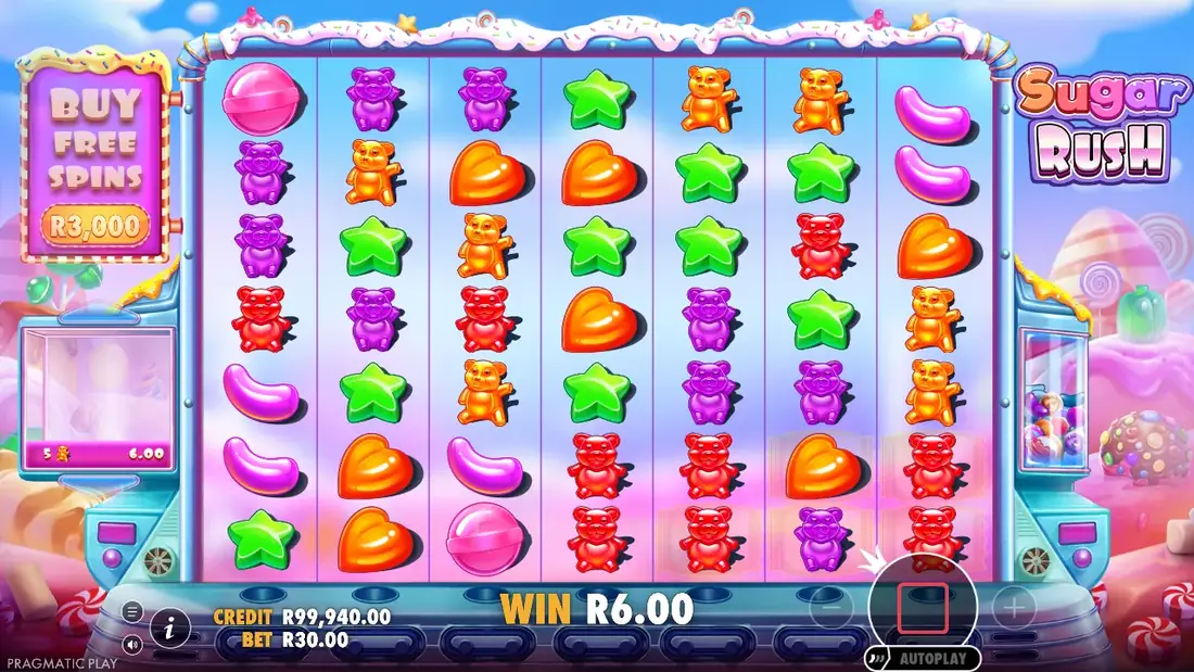 Symbols landing on a spin of Sugar Rush